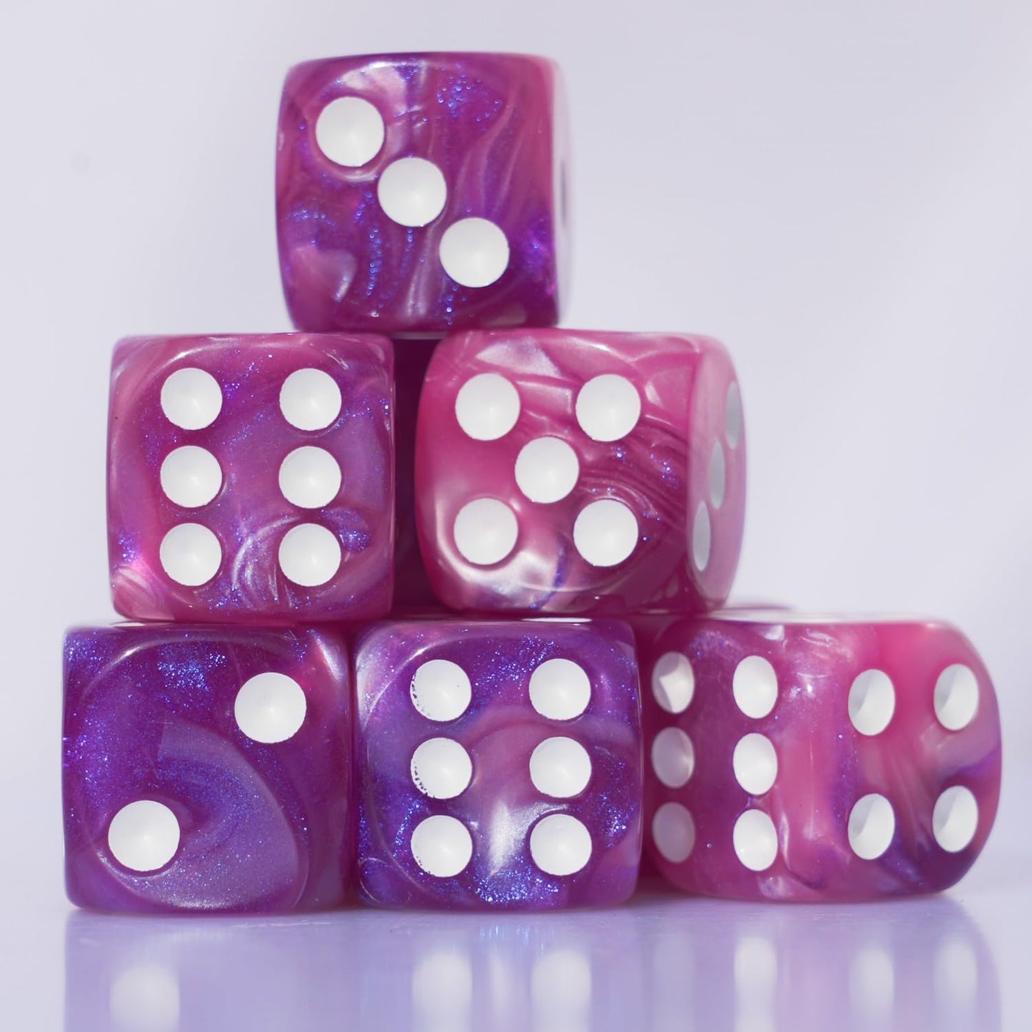 10 PC D6 Dice 16mm Acrylic Set - Pink & Blue for RPG, DND, MTG