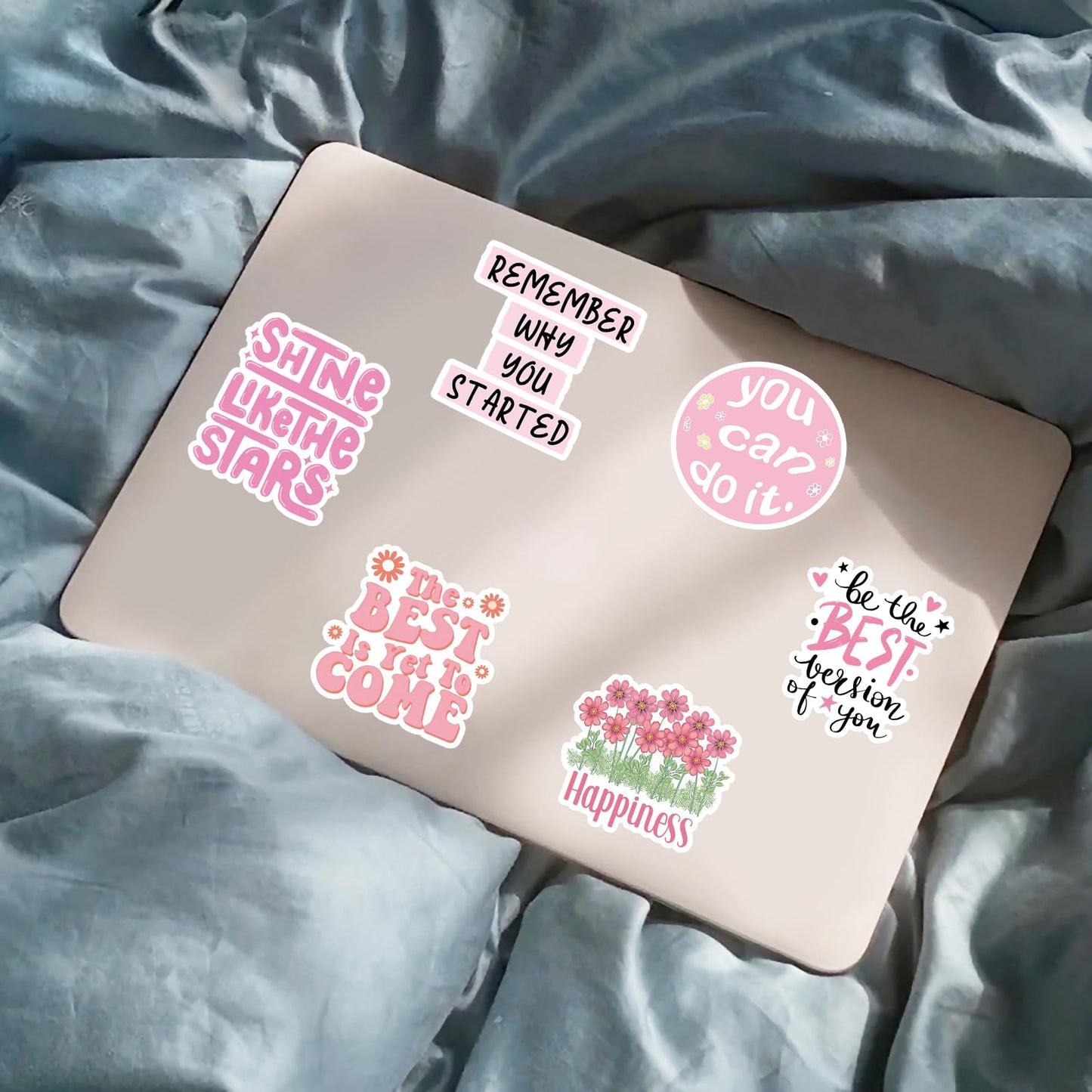 50pcs Pink Motivational Stickers – Waterproof Vinyl Quotes for Laptops, Water Bottles & More