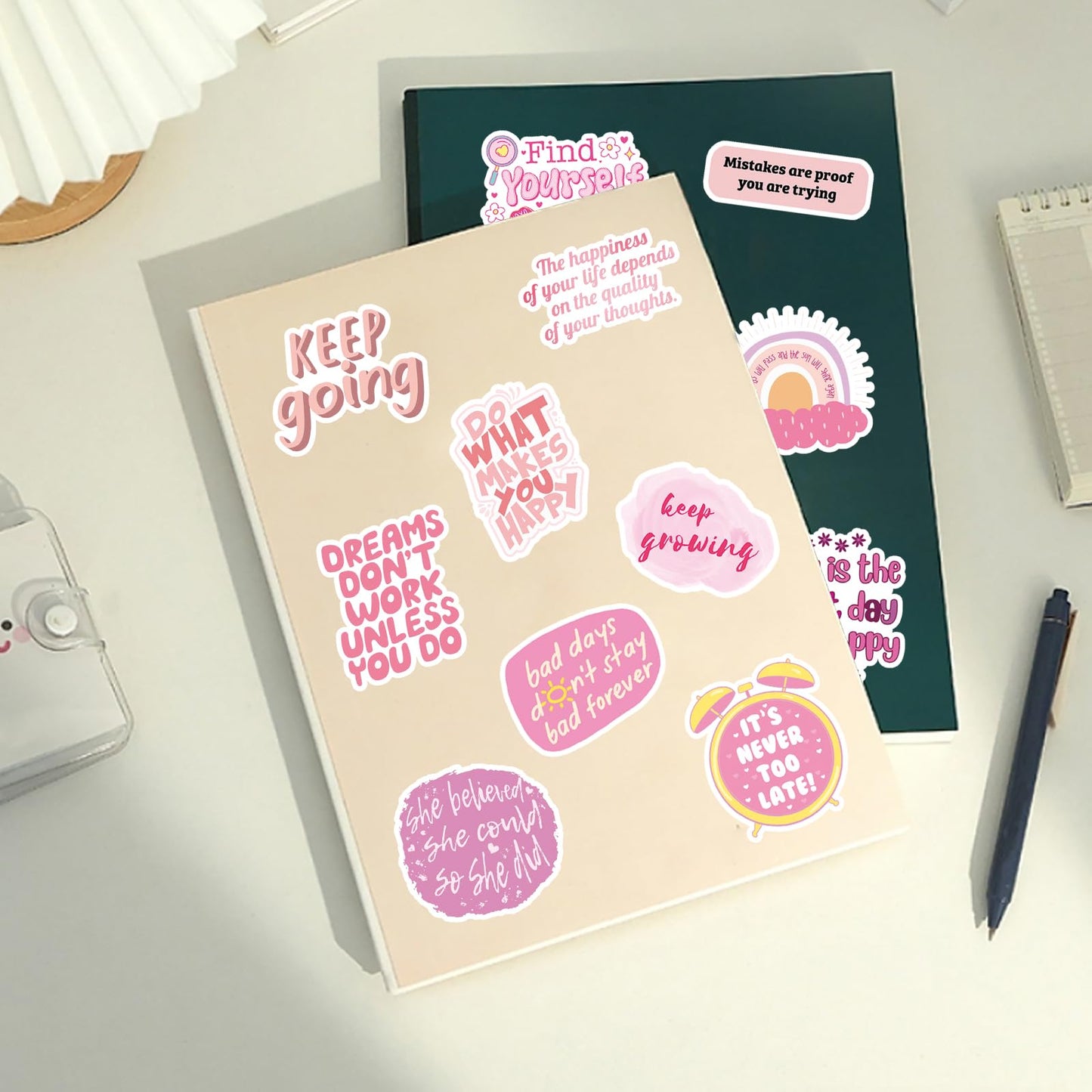 50pcs Pink Motivational Stickers – Waterproof Vinyl Quotes for Laptops, Water Bottles & More