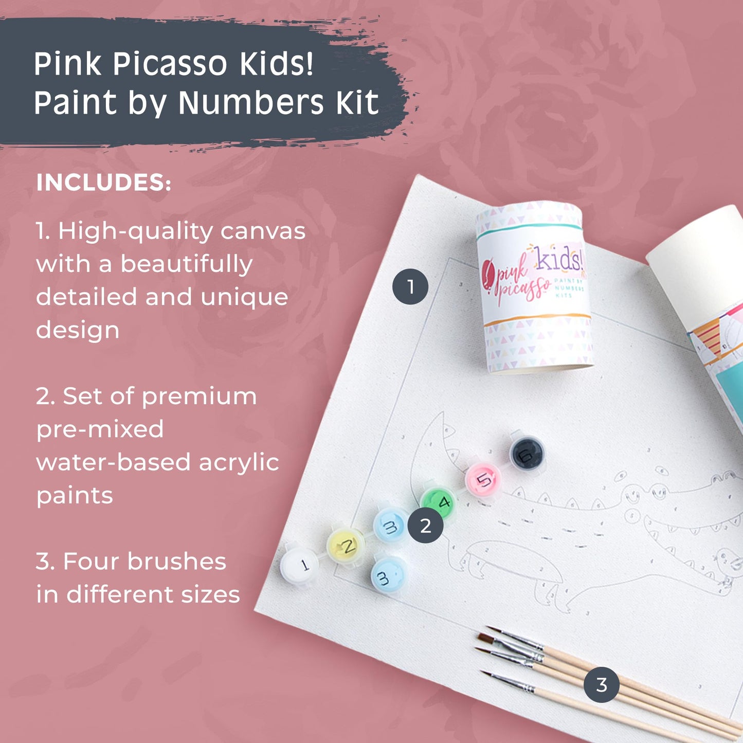 Pink Picasso Paint by Number Kits for Kids 5-12 | Beginner 8x10 Art Set | Shark Tank & Oprah Favorite Thing