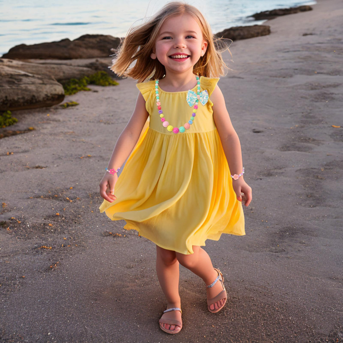 PinkSheep Kids Classic Jewelry – 6 Beaded Necklaces & Bracelets for Girls