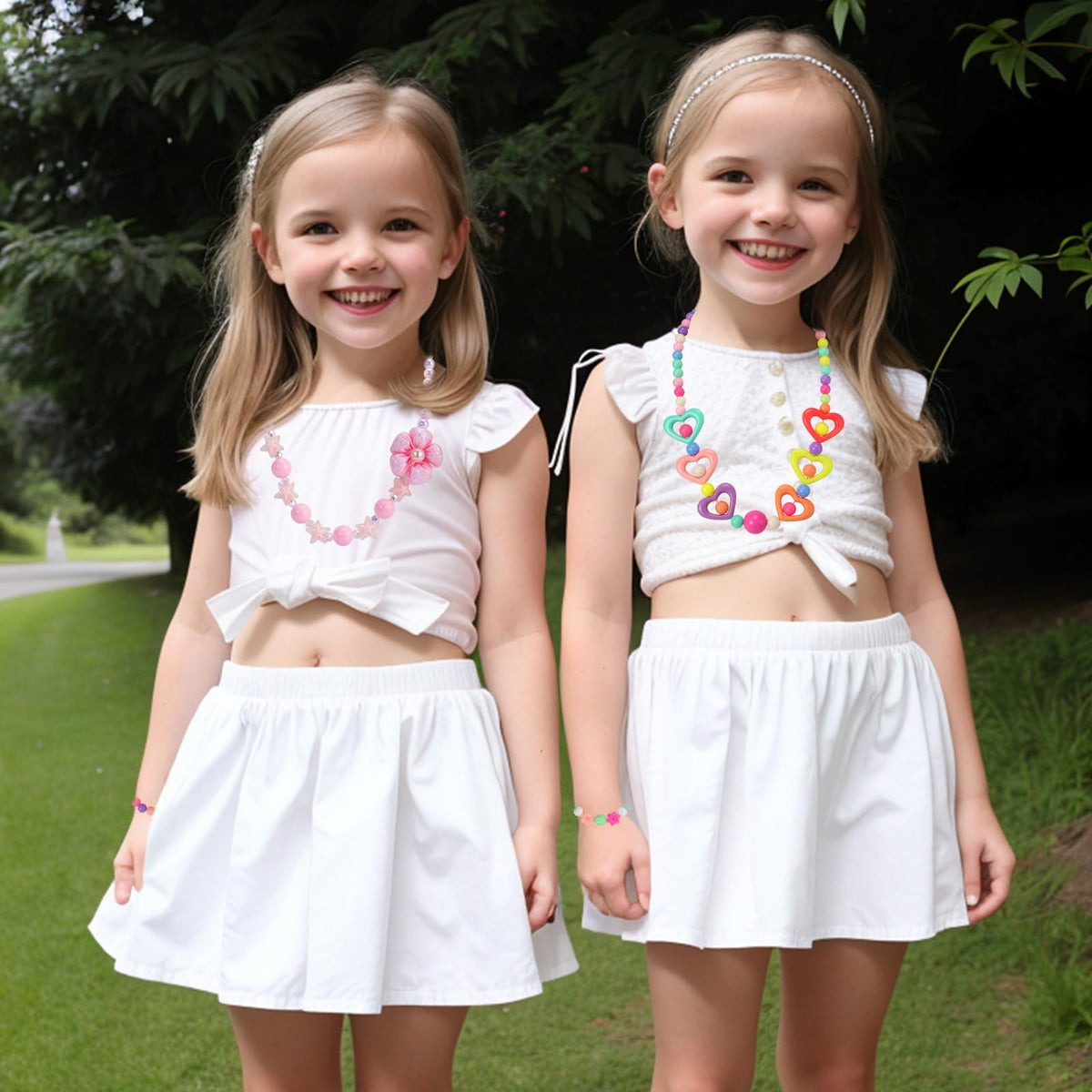 PinkSheep Kids Classic Jewelry – 6 Beaded Necklaces & Bracelets for Girls