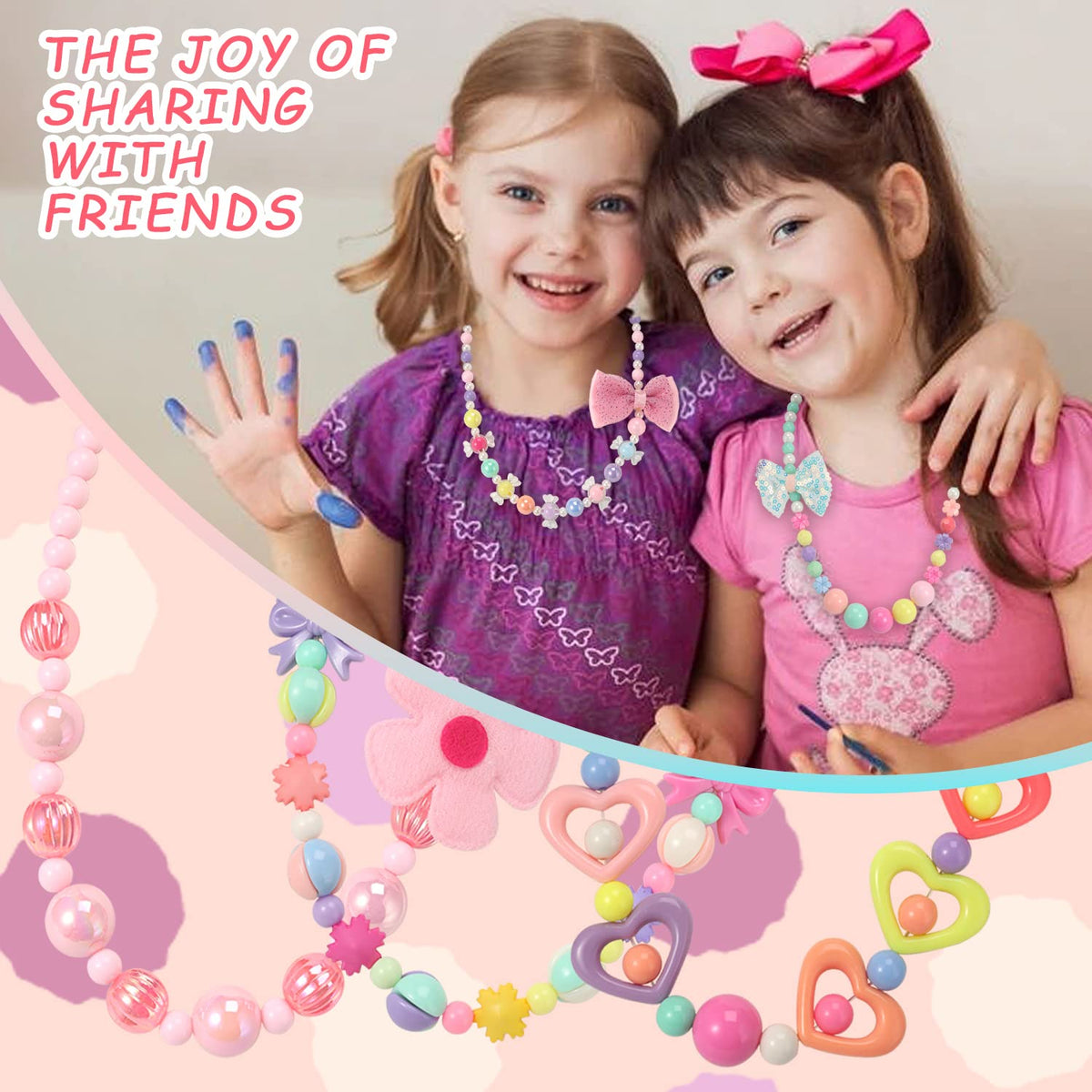 PinkSheep Kids Classic Jewelry – 6 Beaded Necklaces & Bracelets for Girls
