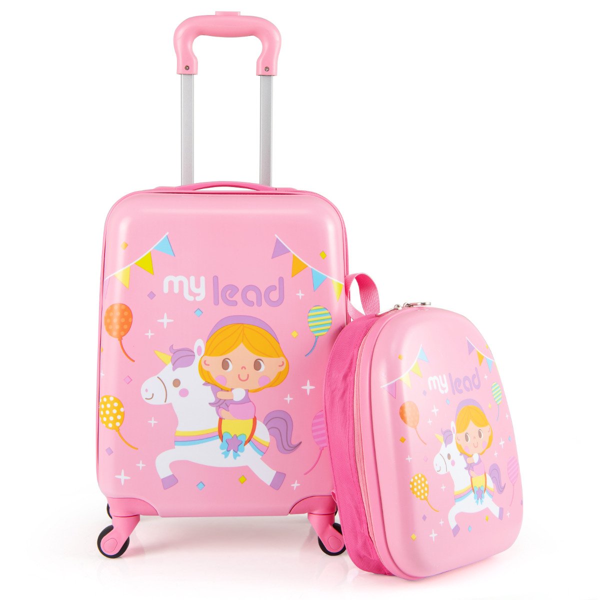 2 Pieces Kid Luggage Set with 4 Spinner Wheels and Telescopic Handle-Blue