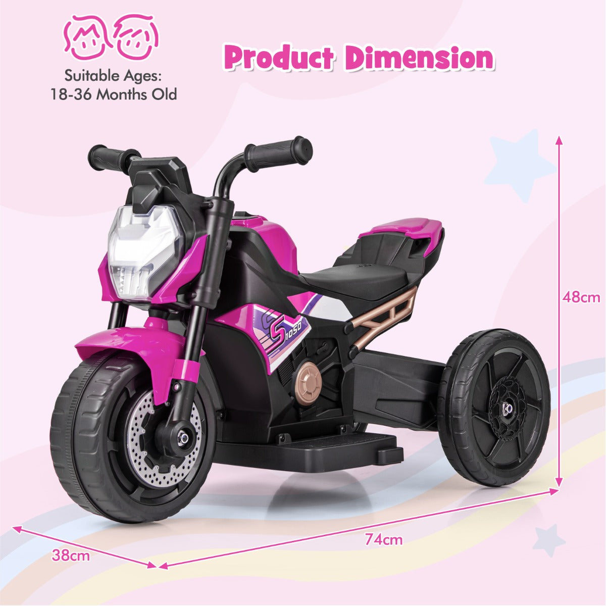 6V Kids Ride-on Motorcycle with 2-wheel/3-wheel Conversion & Detachable Training Wheels-Blue