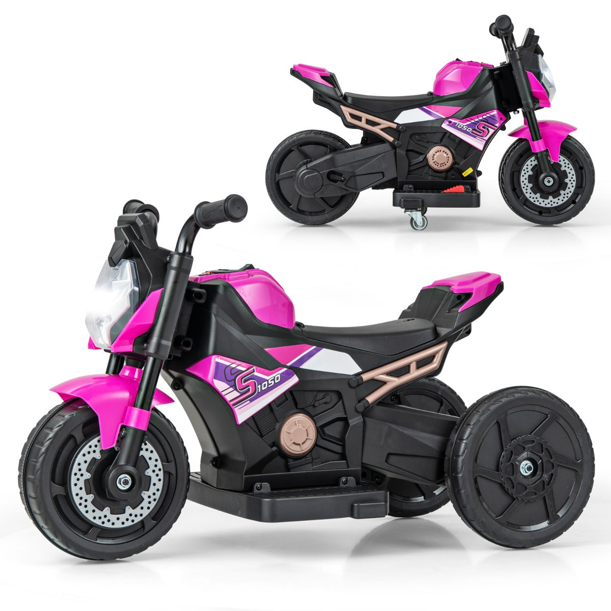 6V Kids Ride-on Motorcycle with 2-wheel/3-wheel Conversion & Detachable Training Wheels-Blue