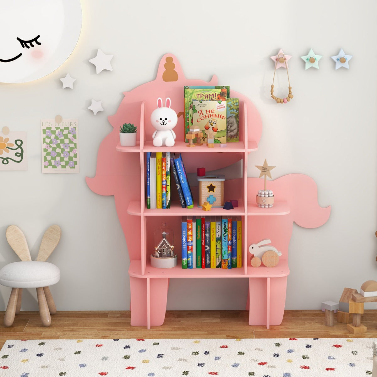 Kids Toy Storage Organizer with Anti-Toppling System for Play Room Nursery Kindergarten-Yellow