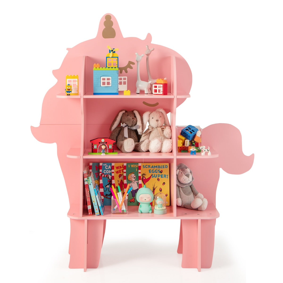 Kids Toy Storage Organizer with Anti-Toppling System for Play Room Nursery Kindergarten-Yellow