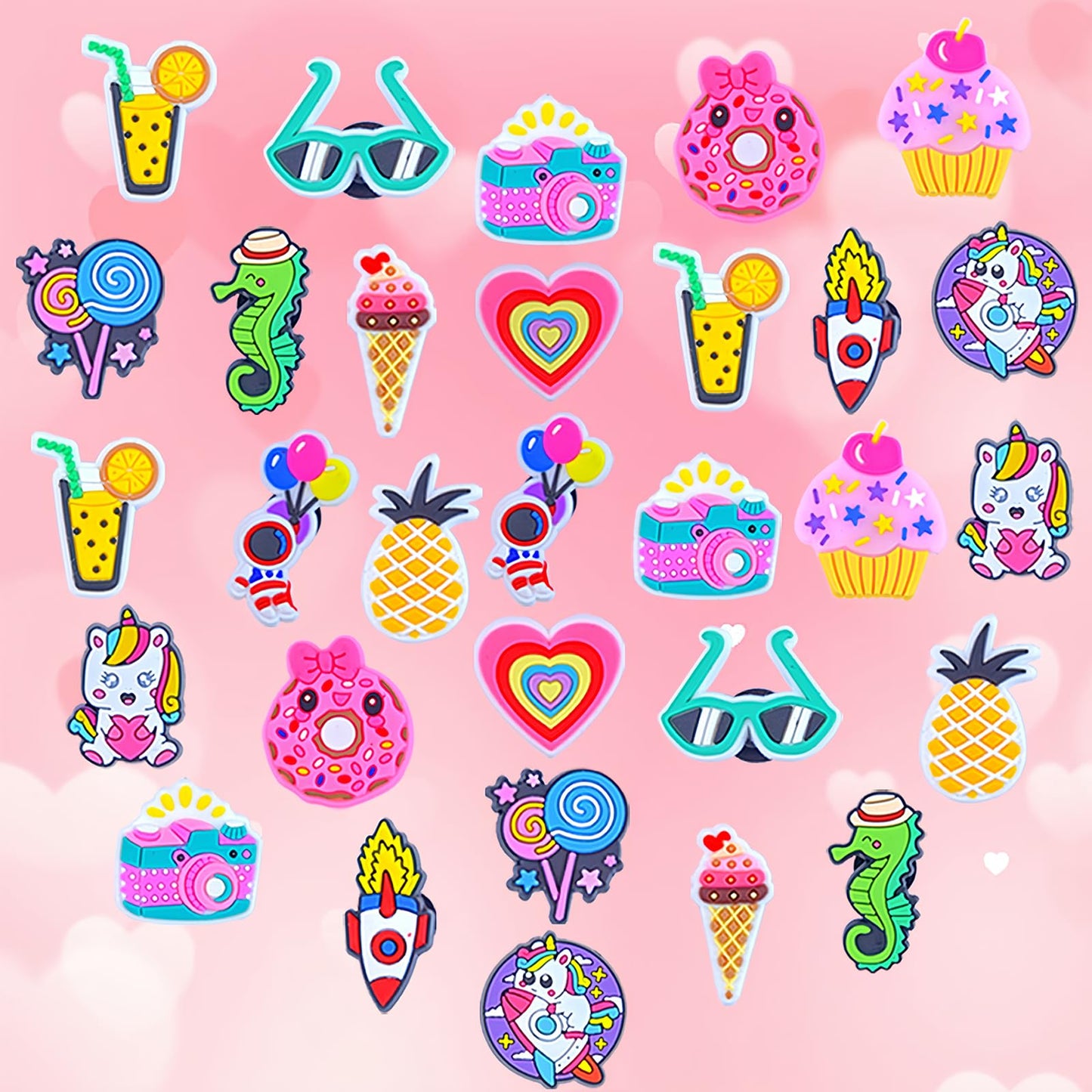 Pinkcow Valentines Day Cards with Shoe Charms Bulk — 28-Pack for Kids Classroom Gifts
