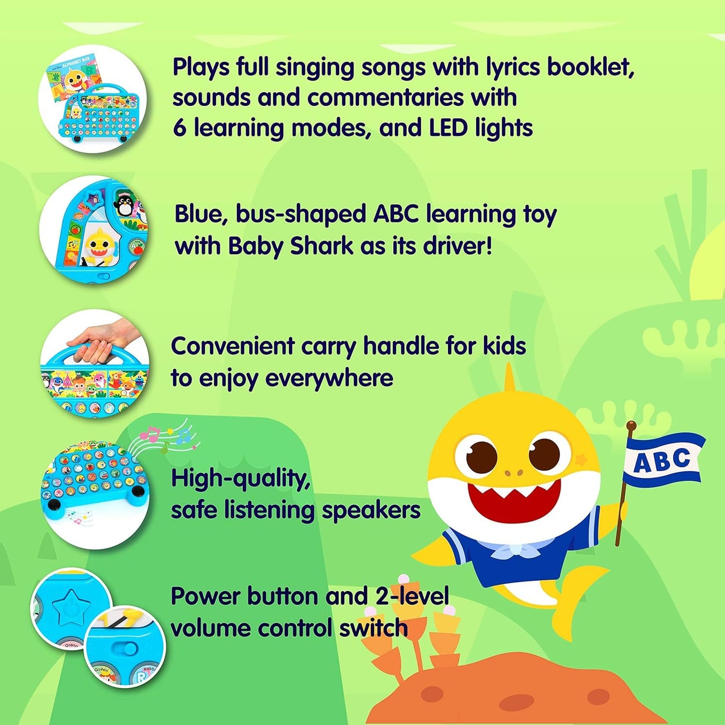 Pinkfong Baby Shark ABC Alphabet Bus (2nd Edition) Sound Pad | Premium Interactive Toy