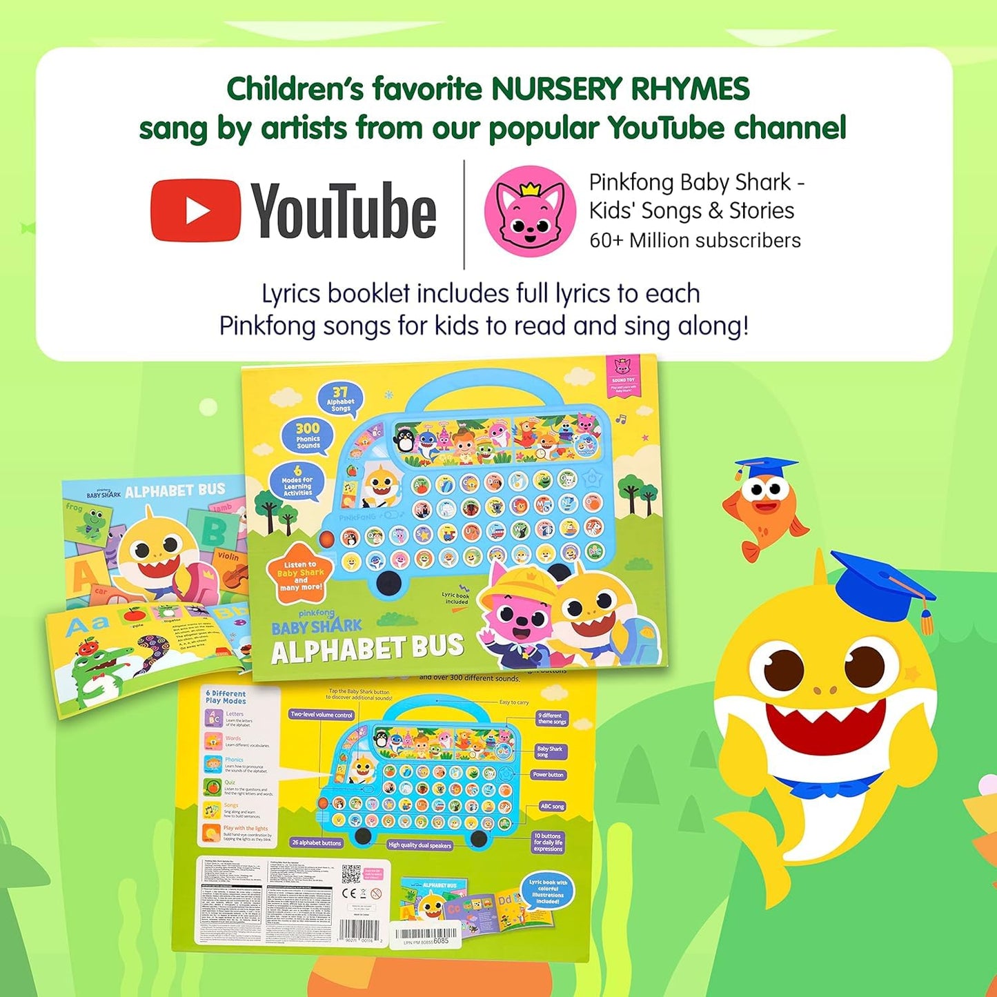 Pinkfong Baby Shark ABC Alphabet Bus (2nd Edition) Sound Pad | Premium Interactive Toy