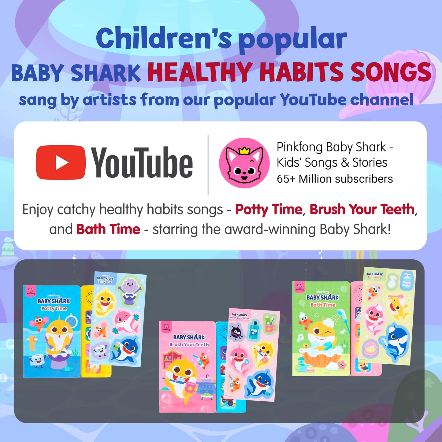 Pinkfong Baby Shark Healthy Habits Sound Books Boxed Set – Potty, Brush & Bath Time