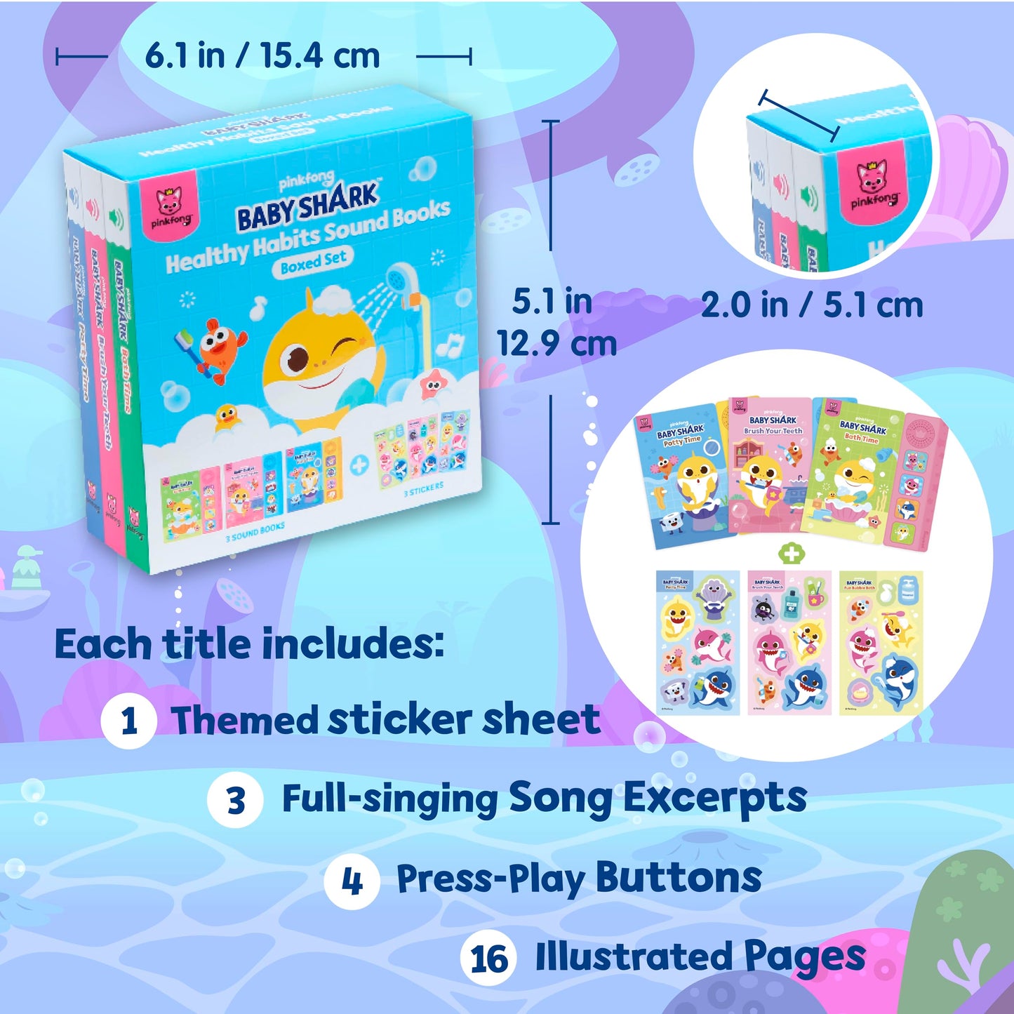 Pinkfong Baby Shark Healthy Habits Sound Books Boxed Set – Potty, Brush & Bath Time