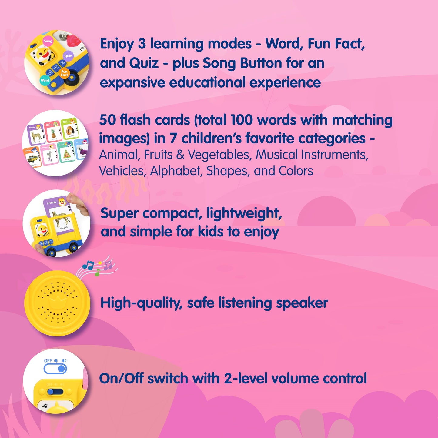 Pinkfong Baby Shark Flash Card Learning Bus – Interactive Toddler Toy & Storybook