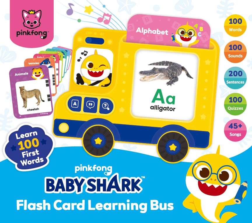 Pinkfong Baby Shark Flash Card Learning Bus – Interactive Toddler Toy & Storybook