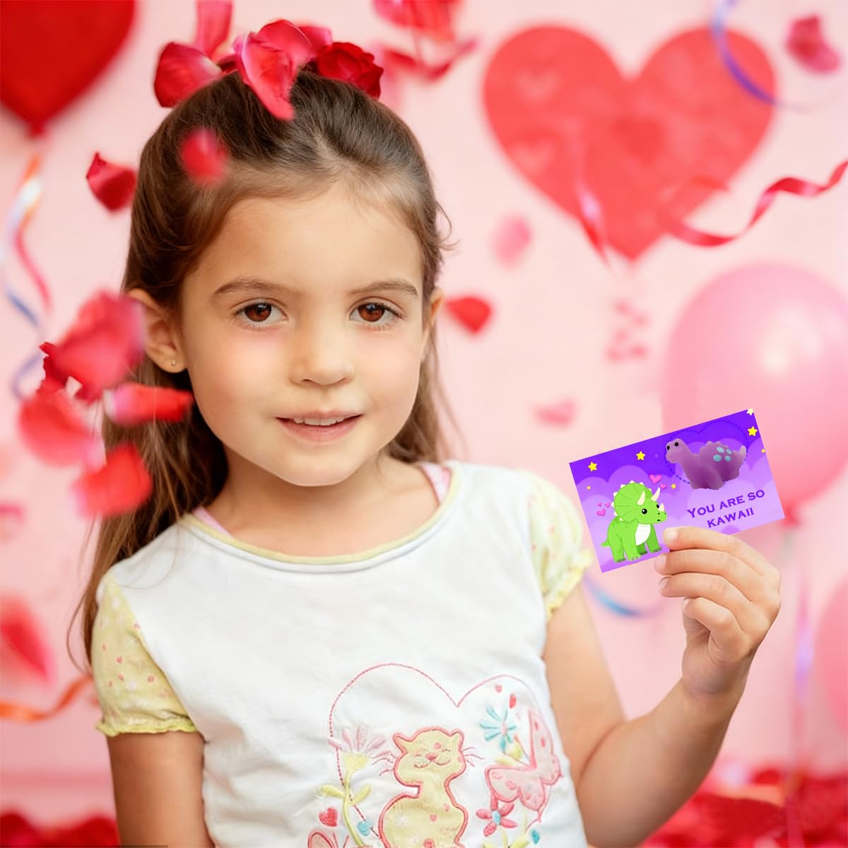Pinkiwine 24-Pack Dinosaur Mochi Squishy Valentines Cards – Kids Class Gifts & Party Favors