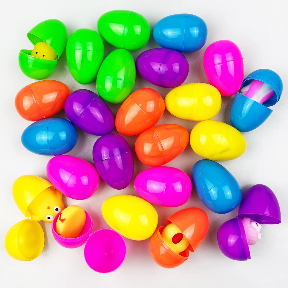 Pinkiwine 24 Pack Easter Eggs with Mochi Squishies – Colorful Easter Toys & Basket Fillers