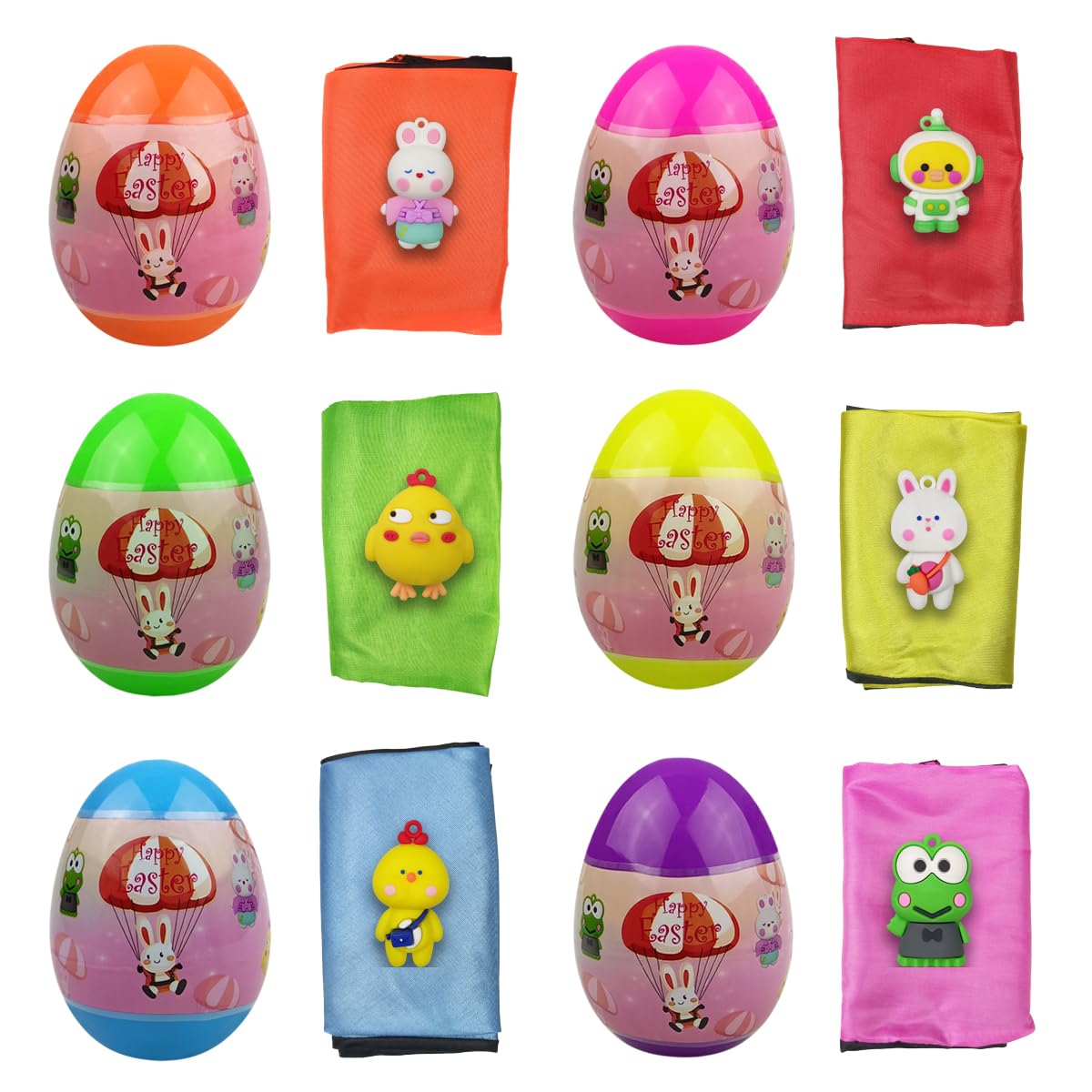 Pinkiwine 6 Pack Easter Eggs with Parachute Toys – Fun Easter Basket Fillers for Kids