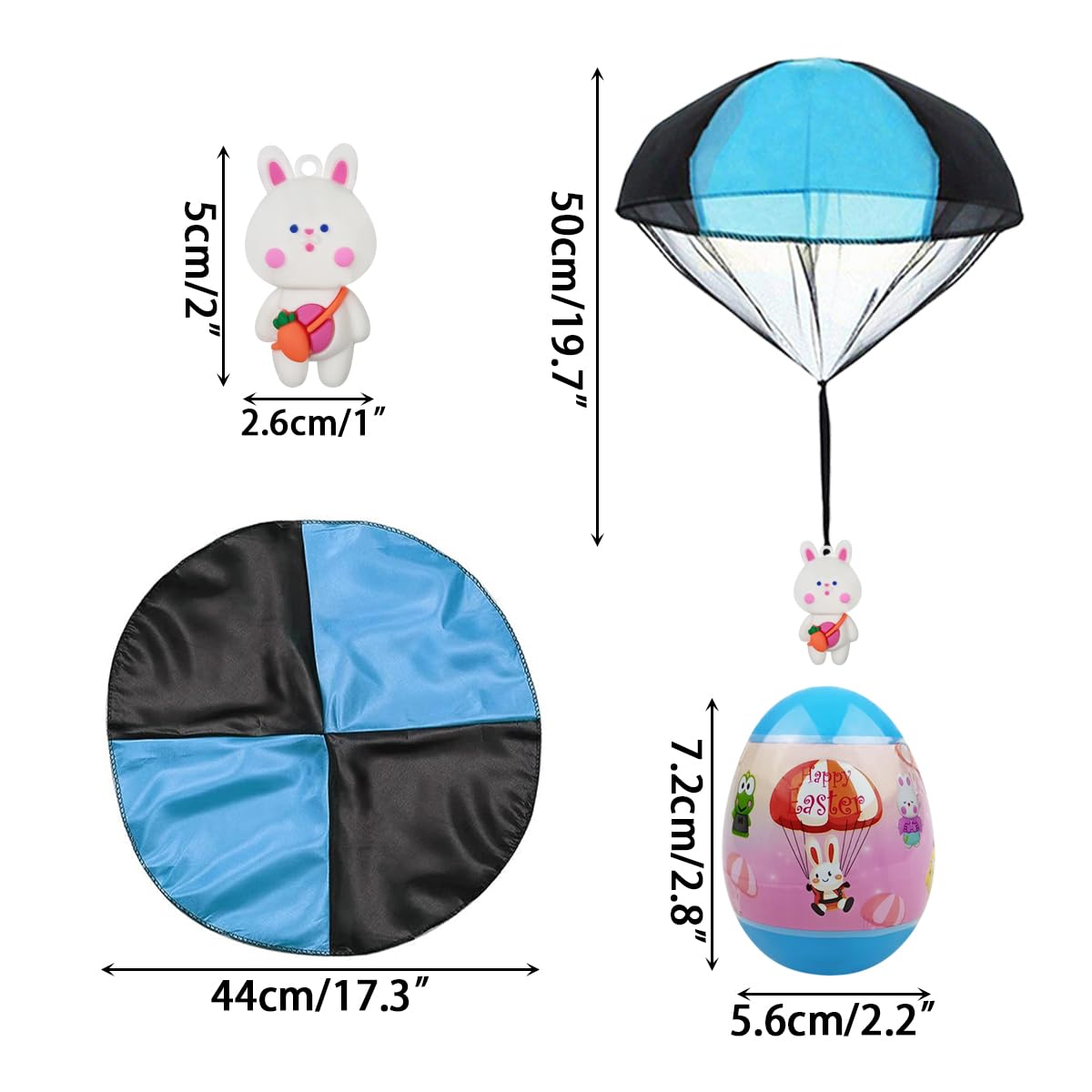 Pinkiwine 6 Pack Easter Eggs with Parachute Toys – Fun Easter Basket Fillers for Kids