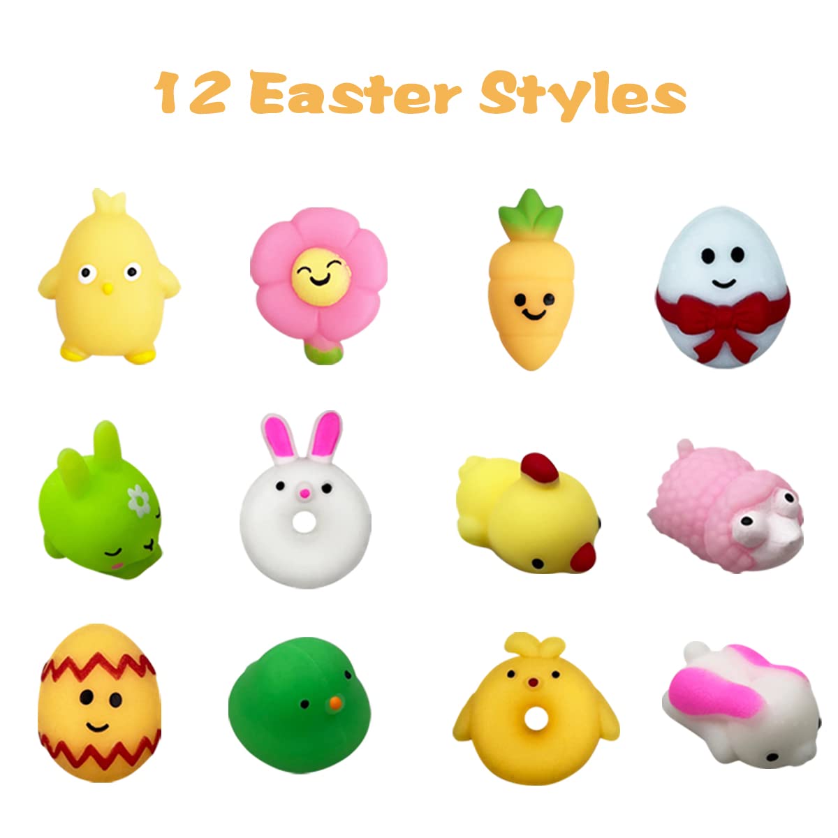 Pinkiwine 24 Pack Easter Eggs with Mochi Squishies – Colorful Easter Toys & Basket Fillers