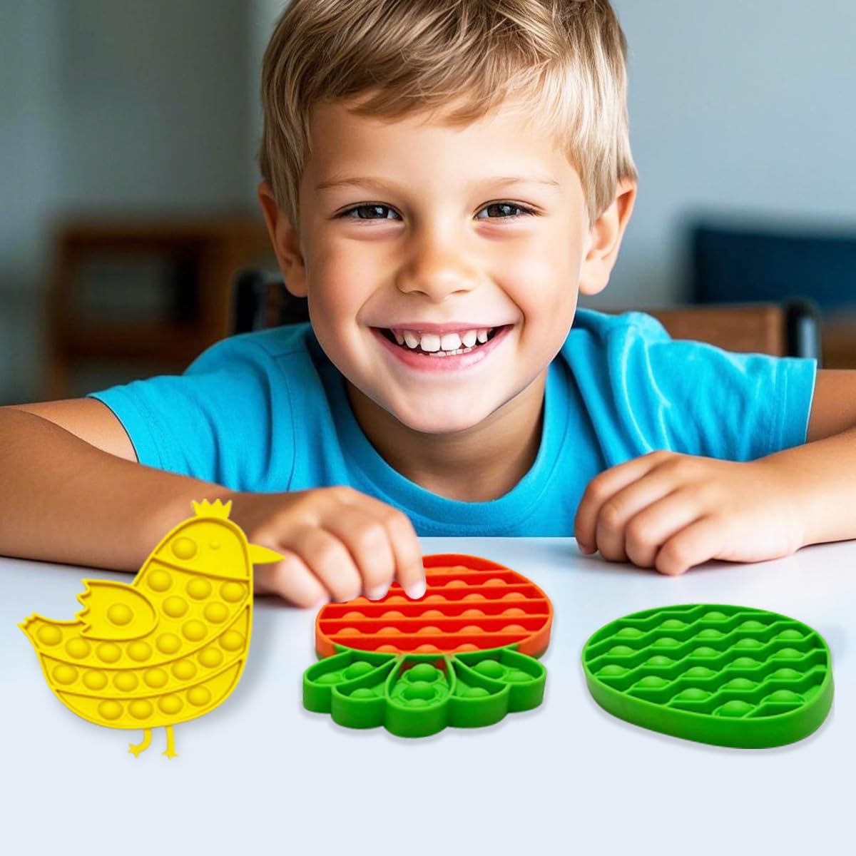 Pinkiwine 4 Pack Easter Pop Fidget Toys – Sensory Toys for Kids, Stress Relief, Party Favors