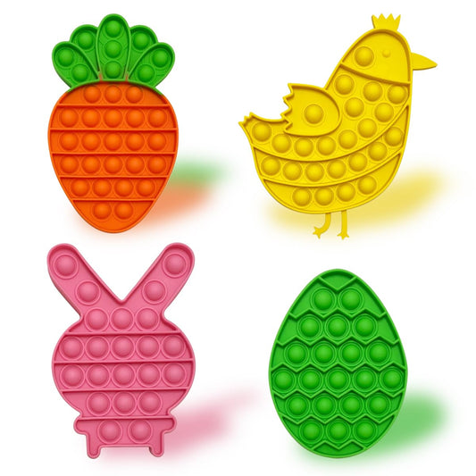 Pinkiwine 4 Pack Easter Pop Fidget Toys – Sensory Toys for Kids, Stress Relief, Party Favors