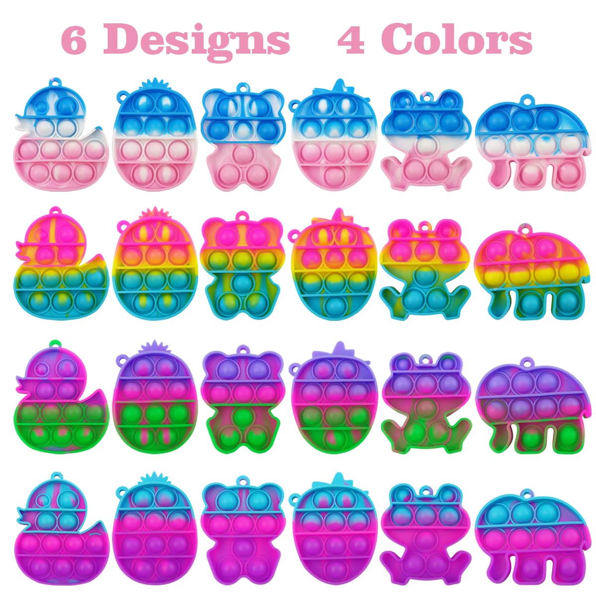 Pinkiwine 24 PCS Valentines Cards with Colorful Pop Toys – Kids Classroom Gifts & Party Favors
