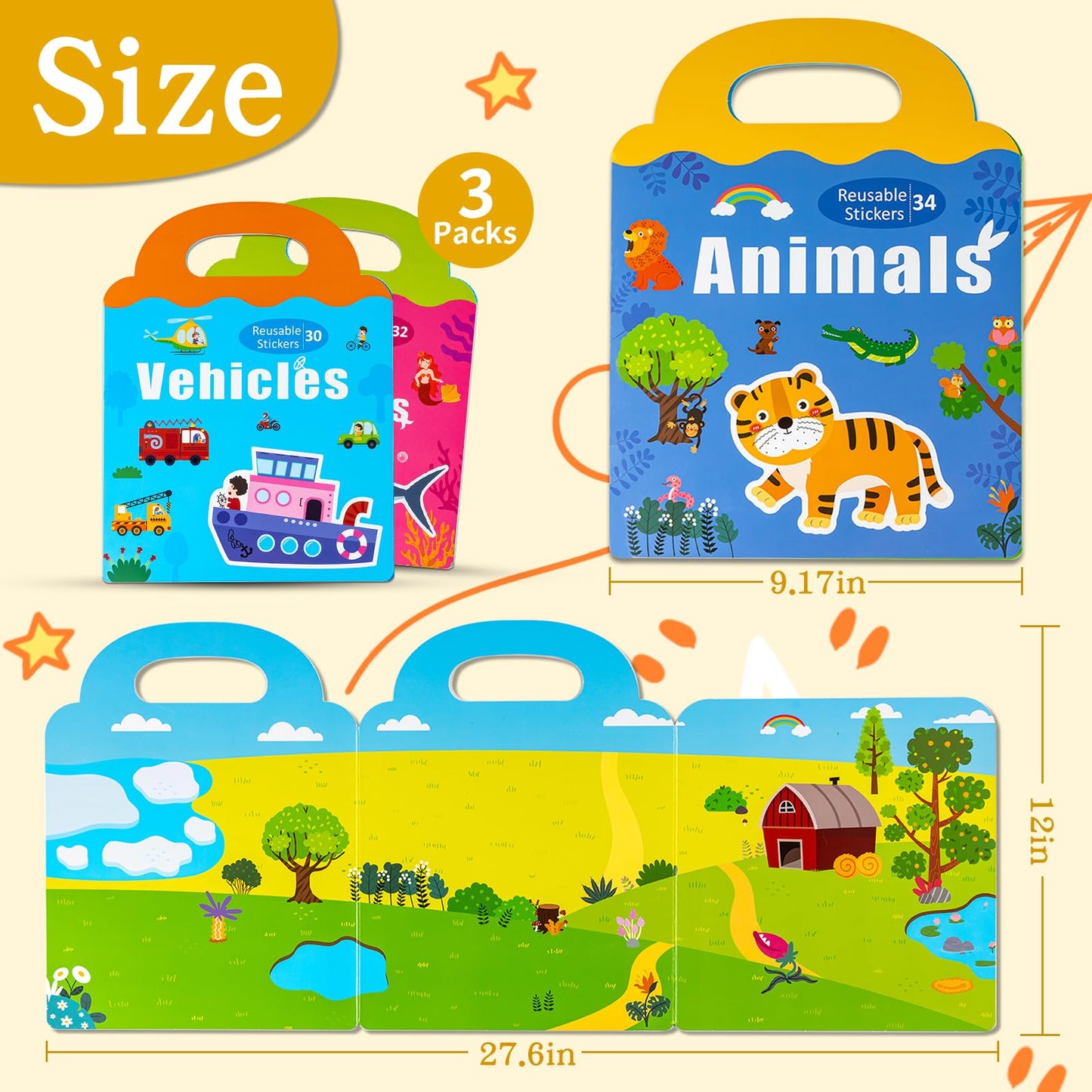 pinkking Magnetic Portable Playboard – Vehicles, Farm & Ocean 3-Set Activity Magnet Book