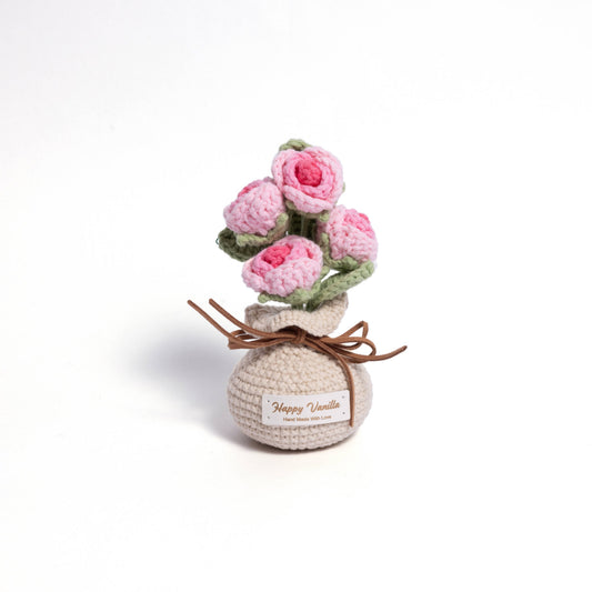 Cozy Crochet Heart Rose Plant – Handmade Amigurumi Gift for Loved Ones