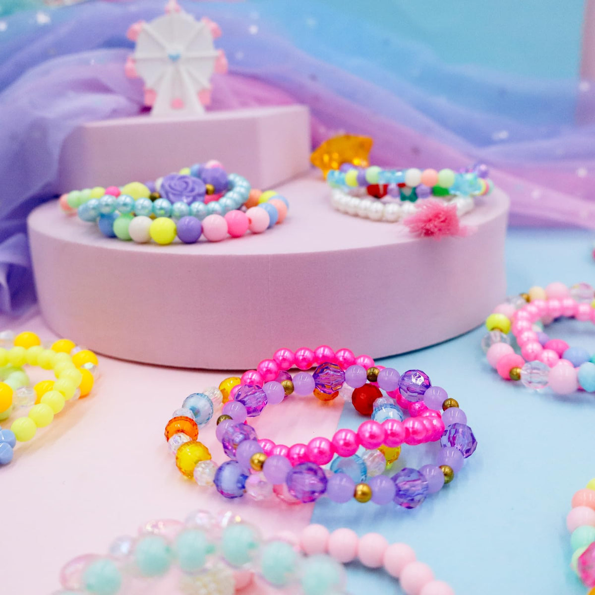 PinkSheep 36-Piece Girls Bracelets Set – Colorful Kids Jewelry