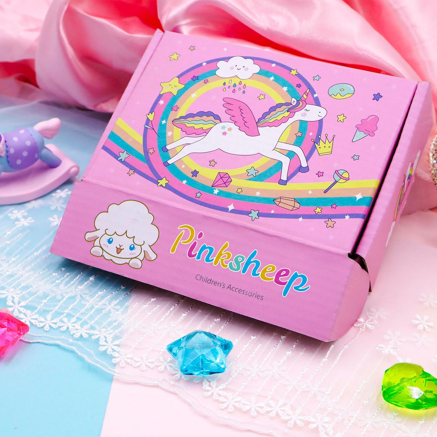 PinkSheep Kids Classic Beaded Jewelry — 3-Set Mermaid Necklaces & Bracelets for Girls