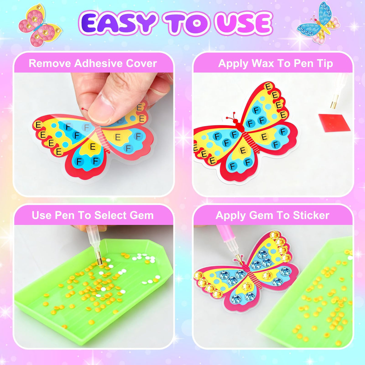 PinkSheep Butterfly Jewelry Box DIY Kit for Girls 6-12 – Creative Keepsake with Necklace & Bracelet