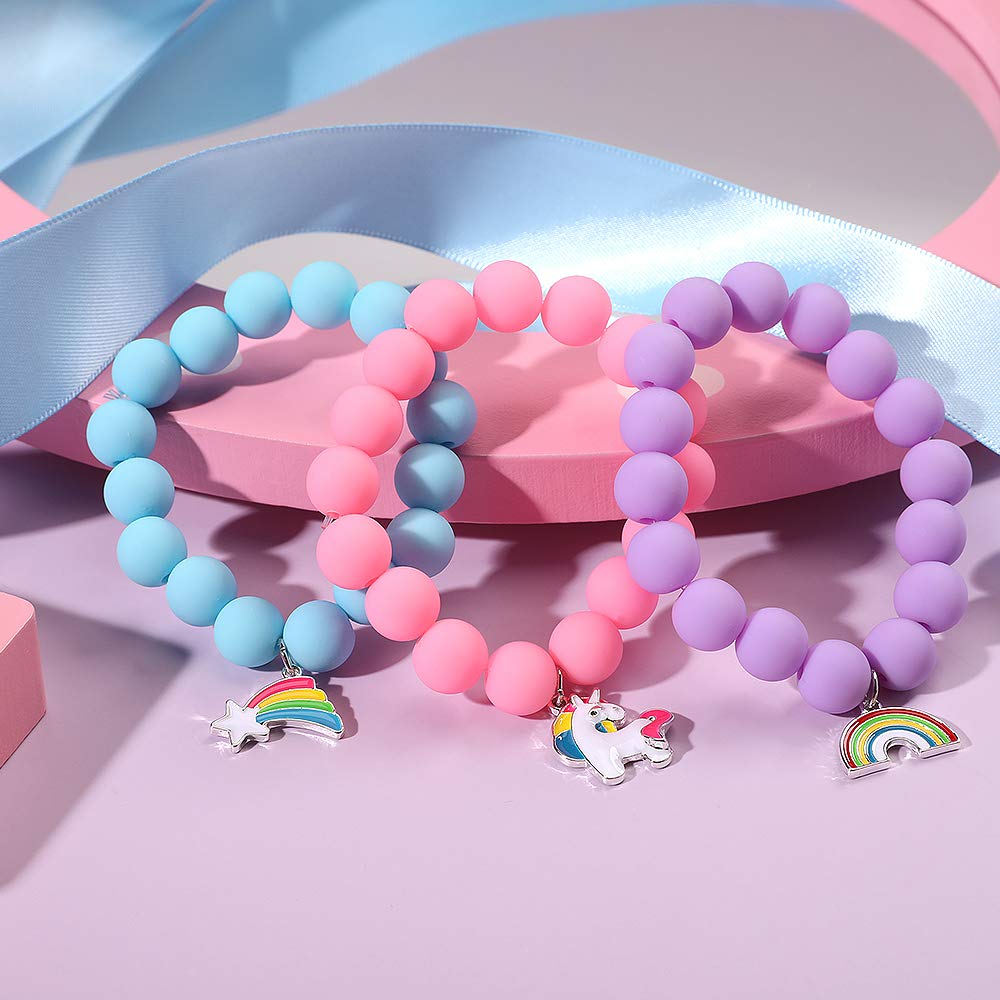 PinkSheep Unicorn Beads Pendant Bracelet Kit – 6 Colorful Kid Friendship Bracelets