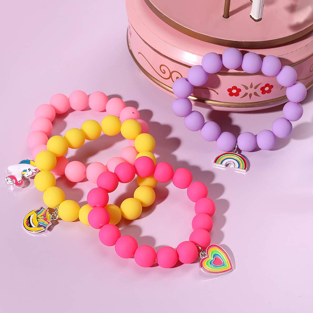 PinkSheep Unicorn Beads Pendant Bracelet Kit – 6 Colorful Kid Friendship Bracelets