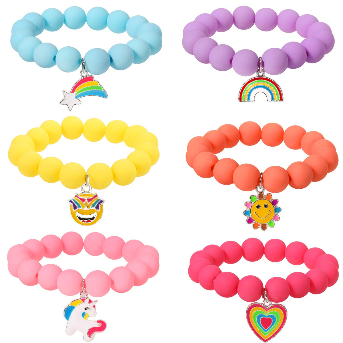 PinkSheep Unicorn Beads Pendant Bracelet Kit – 6 Colorful Kid Friendship Bracelets