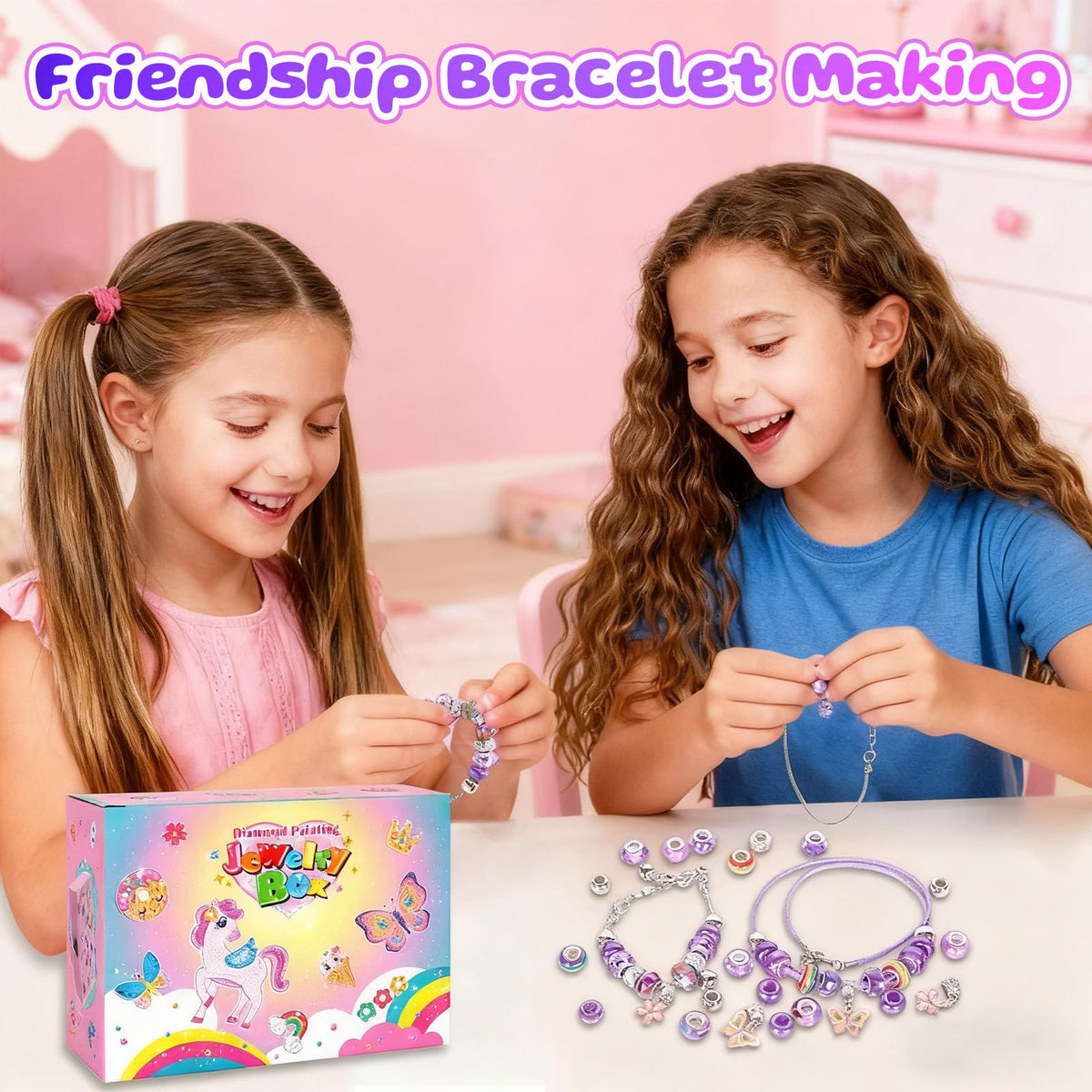 PinkSheep Butterfly Jewelry Box DIY Kit for Girls 6-12 – Creative Keepsake with Necklace & Bracelet