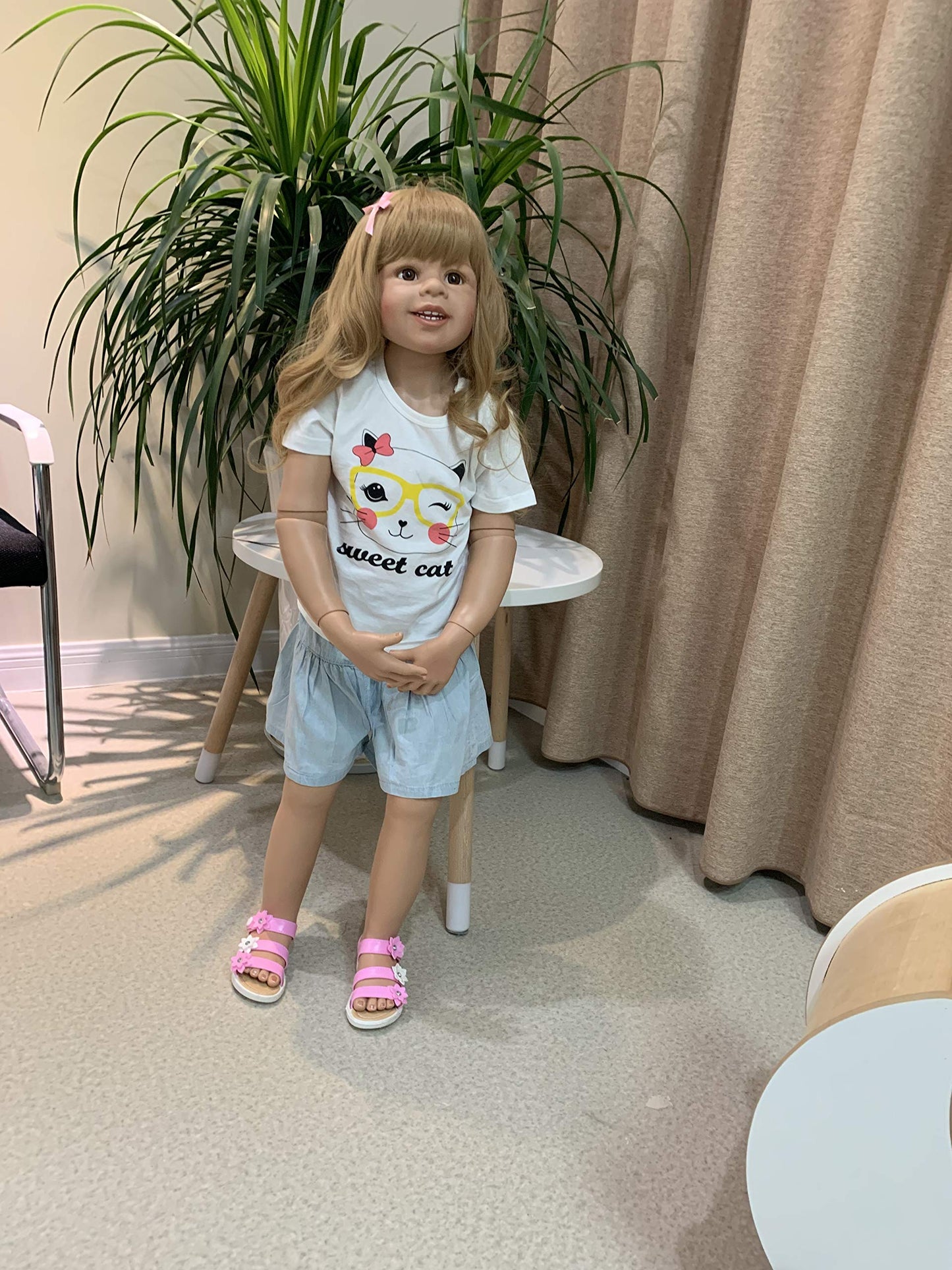 Pinky Reborn 39inch Reborn Toddler Doll – Full Body Vinyl, Realistic Blonde Hair, Standing Dress Model
