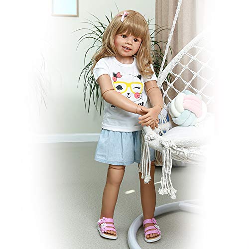 Pinky Reborn 39inch Reborn Toddler Doll – Full Body Vinyl, Realistic Blonde Hair, Standing Dress Model