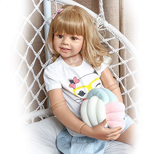 Pinky Reborn 39inch Reborn Toddler Doll – Full Body Vinyl, Realistic Blonde Hair, Standing Dress Model