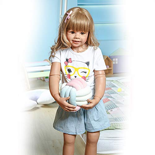 Pinky Reborn 39inch Reborn Toddler Doll – Full Body Vinyl, Realistic Blonde Hair, Standing Dress Model