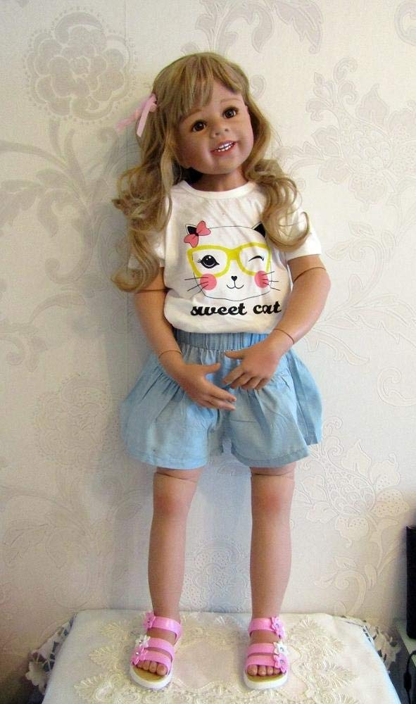 Pinky Reborn 39inch Reborn Toddler Doll – Full Body Vinyl, Realistic Blonde Hair, Standing Dress Model