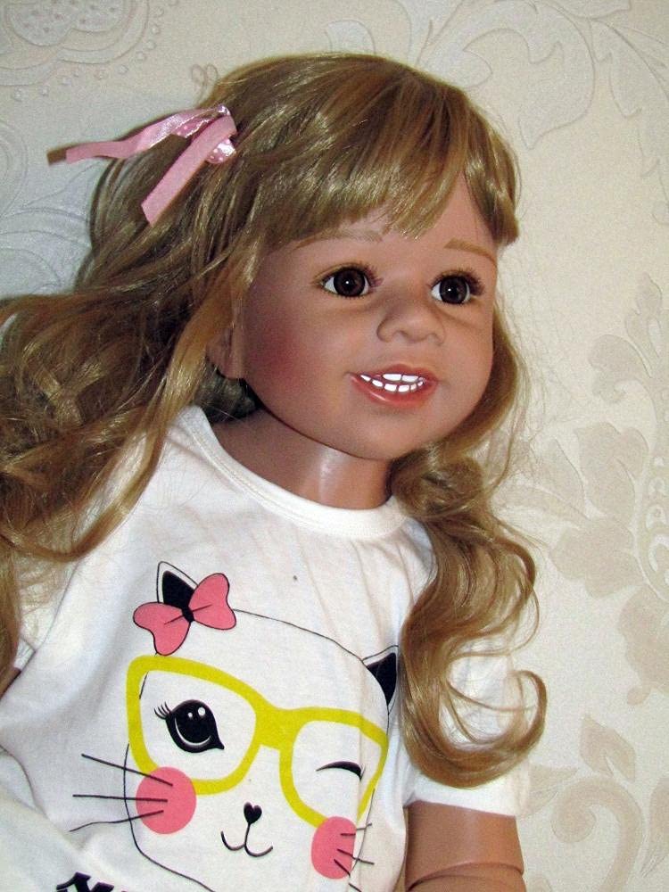 Pinky Reborn 39inch Reborn Toddler Doll – Full Body Vinyl, Realistic Blonde Hair, Standing Dress Model