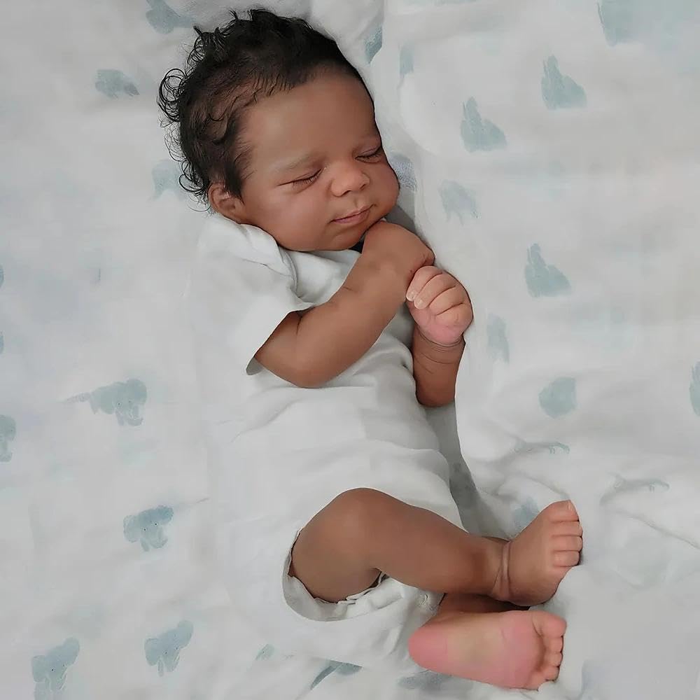 Pinky Reborn African American 18-inch Reborn Doll – Realistic Curly-Hair Baby Toy