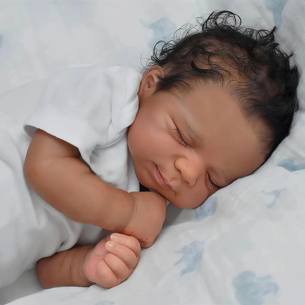Pinky Reborn African American 18-inch Reborn Doll – Realistic Curly-Hair Baby Toy