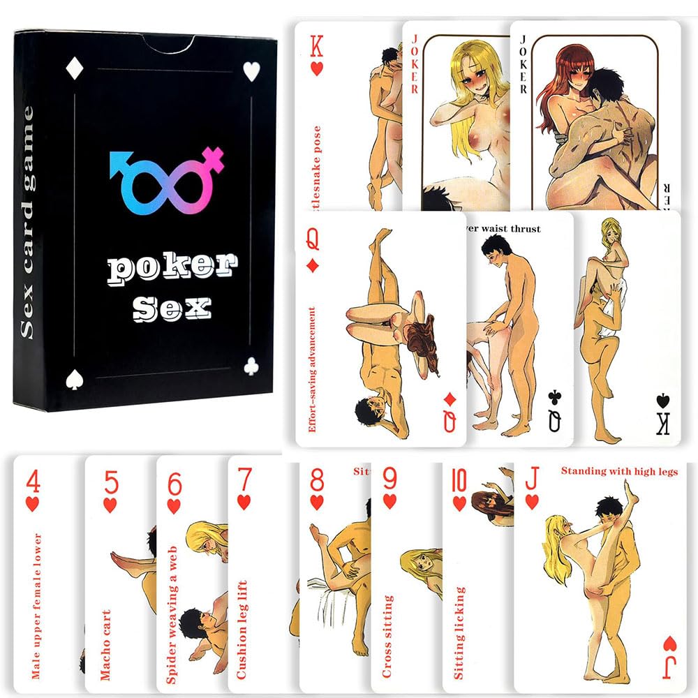 Pinnoocy Romantic Date Night Idea Cards – 54-Card Couple Game with Pose Illustrations