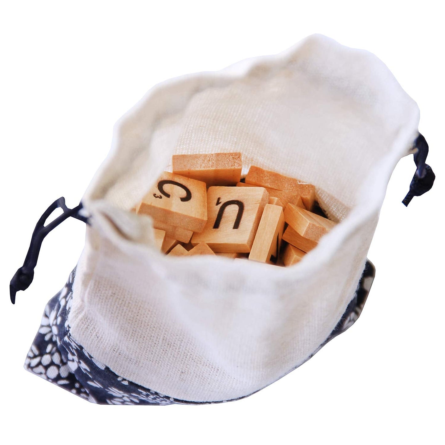 PINOWU 100pcs Wood Letter Tiles for Scrabble with Racks & Drawstring Bag