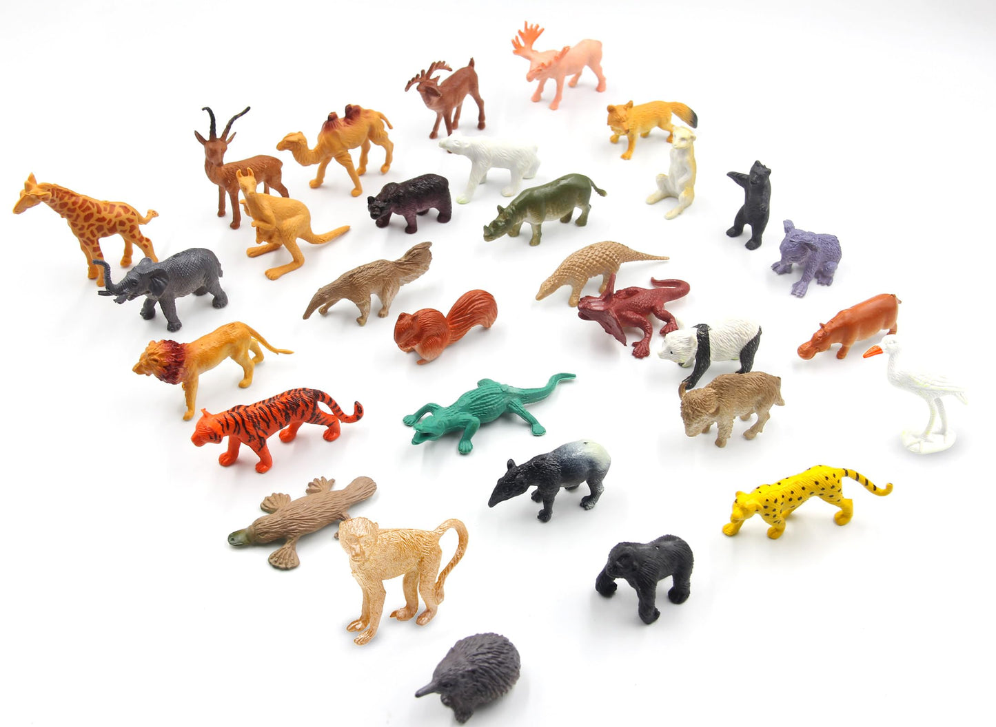 PINOWU Realistic Mini Wild Zoo Animals – 32-Piece Educational Playset