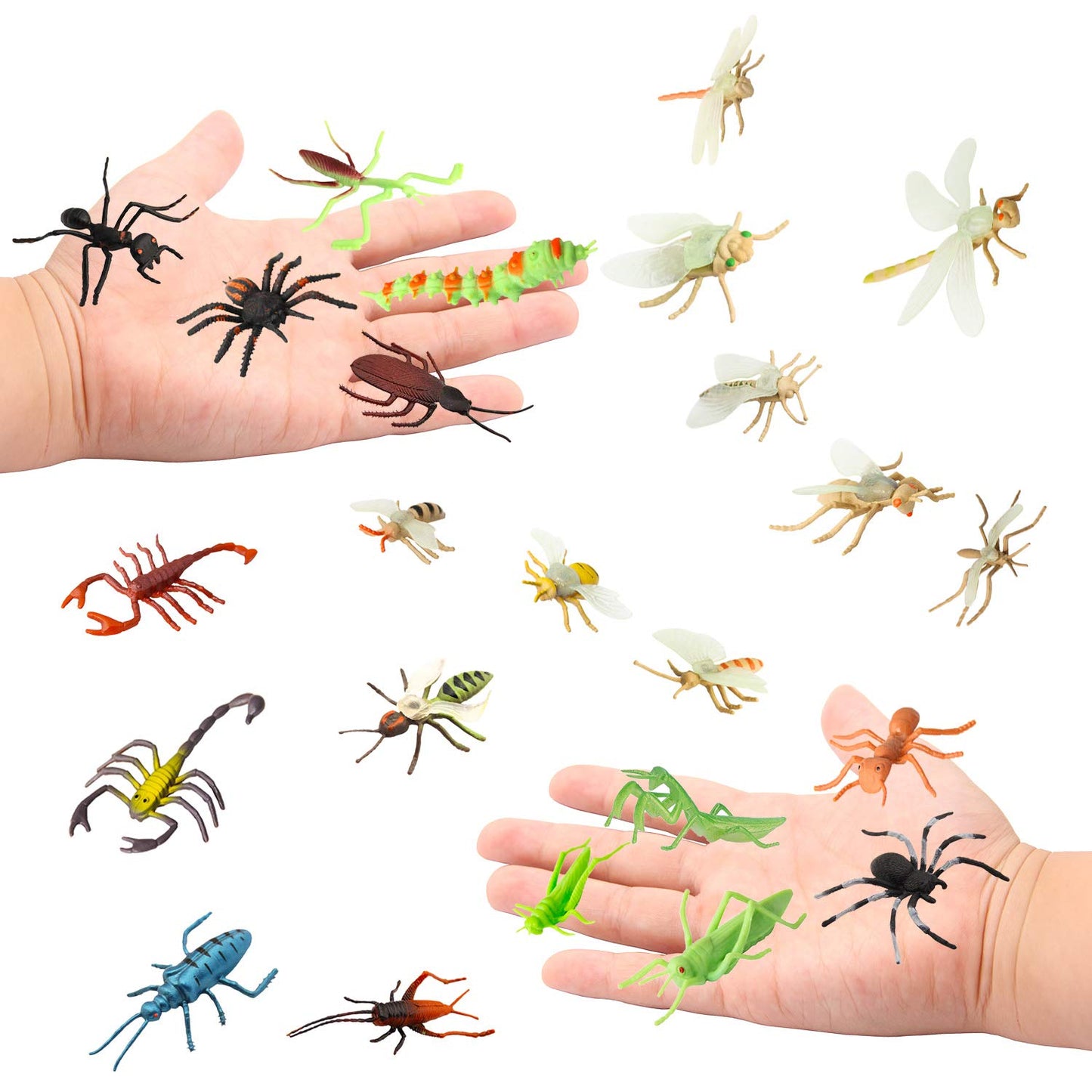 PINOWU 24pcs Insect Bug Toy Figures – 2-4 Inch Realistic Insects for Kids