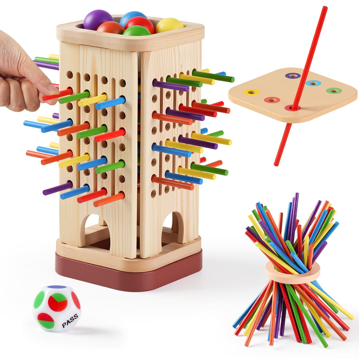 Pinshoon Montessori Wooden Board Game – Educational Fun for Kids 3-8 (2-6 Players)