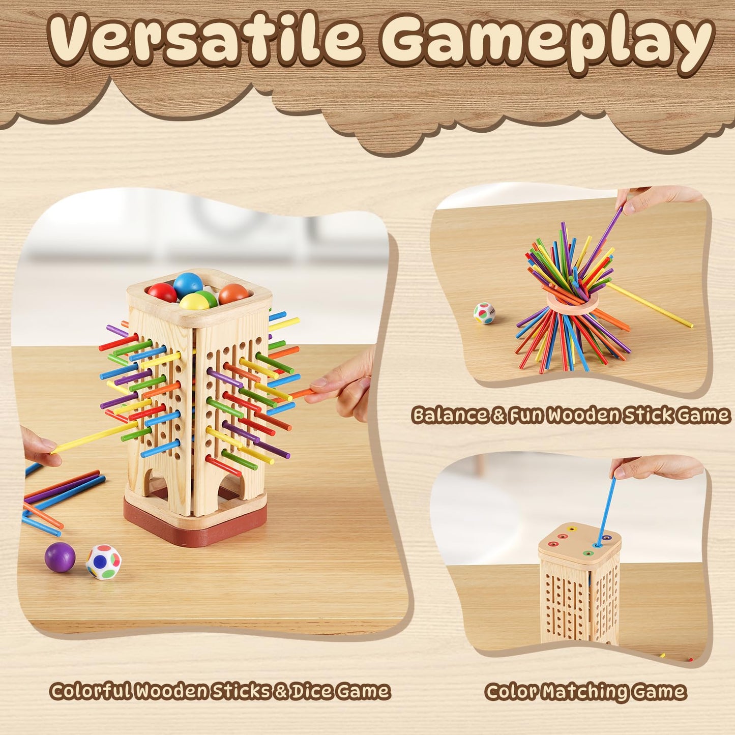 Pinshoon Montessori Wooden Board Game – Educational Fun for Kids 3-8 (2-6 Players)